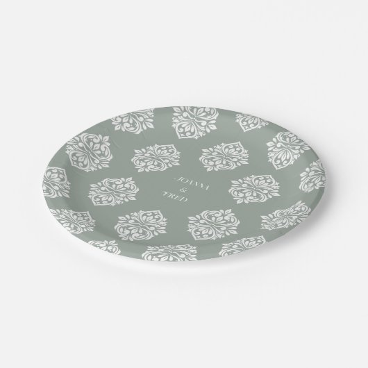 Damask Ambience Bord Olijf Elegante bruiloft Borde (Gekanteld)