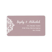 Damask Ambience: Elegant Uniek Bord Roze Adres Etiket (Voorkant)