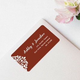 Damask Ambience: Elegant uniek Sienna-adres Etiket