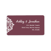 Damask Ambience: Elegant uniek Toscaans rood adres Etiket (Voorkant)