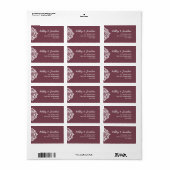 Damask Ambience: Elegant uniek Toscaans rood adres Etiket (Full Sheet)