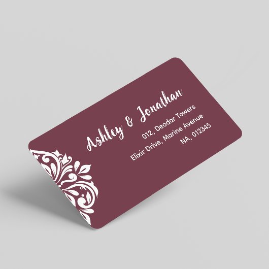 Damask Ambience: Elegant uniek Toscaans rood adres Etiket
