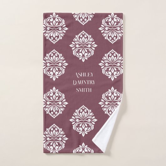 Damask Ambience gepersonaliseerde Toscaanse rood Bad Handdoek (Handdoek)