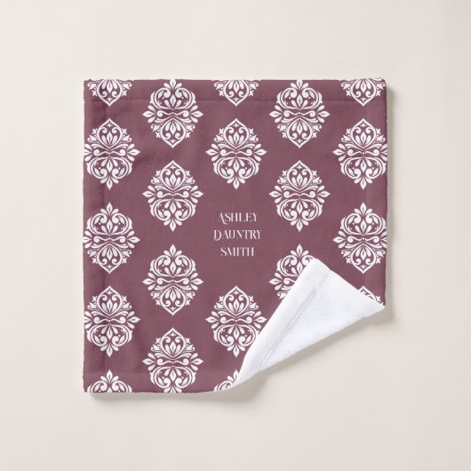 Damask Ambience gepersonaliseerde Toscaanse rood Bad Handdoek (Wasdoekje)