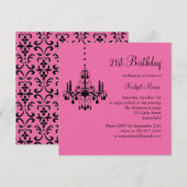 Damask and Crystals 21st Birthday Invitation Kaart (Voorkant / Achterkant)