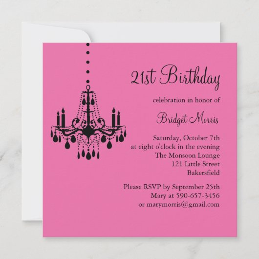 Damask and Crystals 21st Birthday Invitation Kaart (Voorkant)