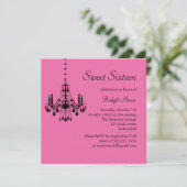 Damask and Crystals Birthday Invitation (fuchsia) Kaart (Staand voorkant)