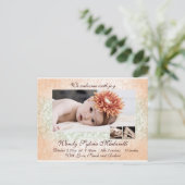 Damask Angel Geboorteaankondiging Aankondigingskaart (Staand voorkant)