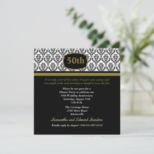 Damask any Age Invitation Kaart (Staand voorkant)