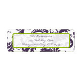 Damask Apple Green & Lapis Paarse adreslabel Etiket (Voorkant)