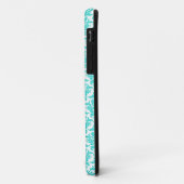 Damask - Aqua Blue op White iPhone Case (Achterkant/links)