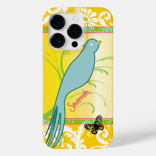  Damask Aqua Blue Swallow Vogelvlinder Case-Mate iPhone Case