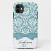 Damask Aqua Bow iPhone 5 Hoesje (Achterkant)