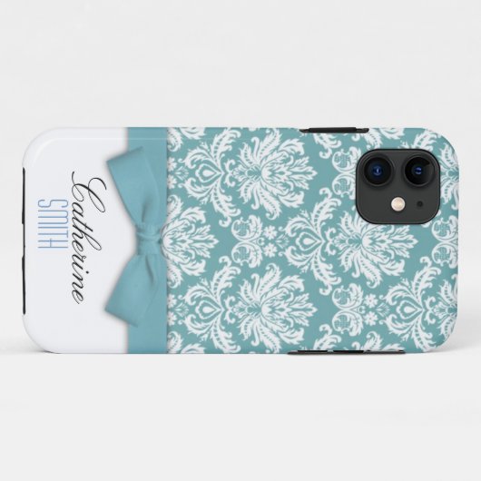 Damask Aqua Bow iPhone 5 Hoesje (Achterkant (horizontaal))