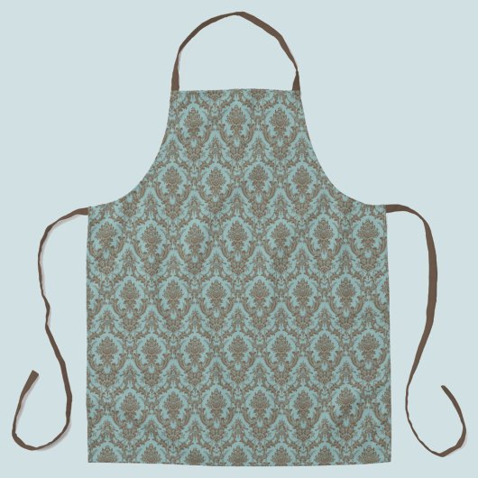 Damask Aqua en tan patroon Schort