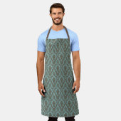 Damask Aqua en tan patroon Schort (Gedragen)