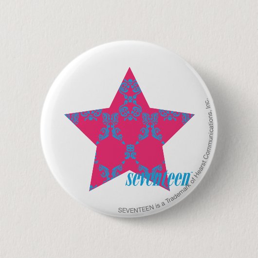 Damask Aqua-Magenta 2 Ronde Button 5,7 Cm (Voorkant)