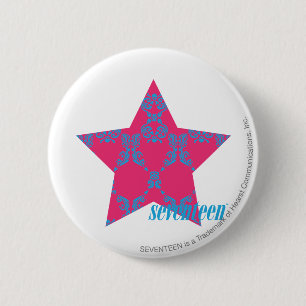 Damask Aqua-Magenta 2 Ronde Button 5,7 Cm