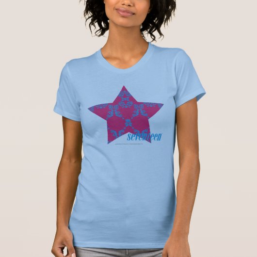 Damask Aqua-Magenta 2 T-shirt (Voorkant)