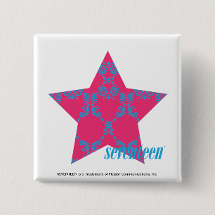 Damask Aqua-Magenta 2 Vierkante Button 5,1 Cm