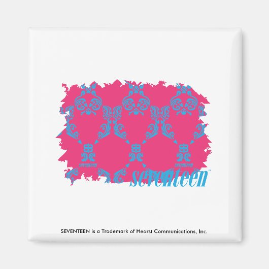 Damask Aqua-Magenta 3 Magneet (Voorkant)