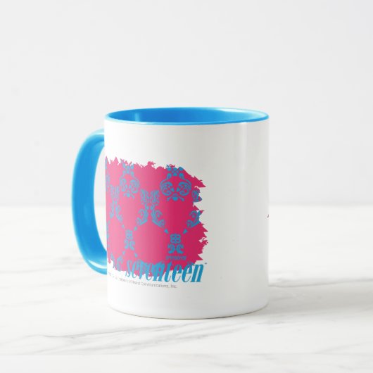 Damask Aqua-Magenta 3 Mok (Voorkant links)