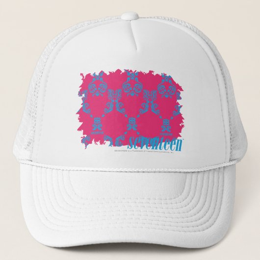 Damask Aqua-Magenta 3 Trucker Pet (Voorkant)