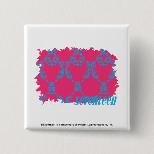 Damask Aqua-Magenta 3 Vierkante Button 5,1 Cm