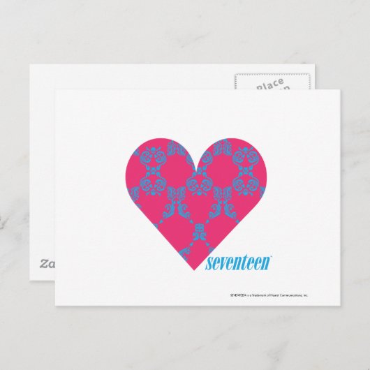 Damask Aqua-Magenta 4 Briefkaart (Voorkant / Achterkant)