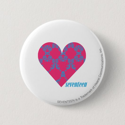 Damask Aqua-Magenta 4 Ronde Button 5,7 Cm (Voorkant)