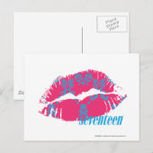 Damask Aqua-Magenta Briefkaart (Voorkant / Achterkant)