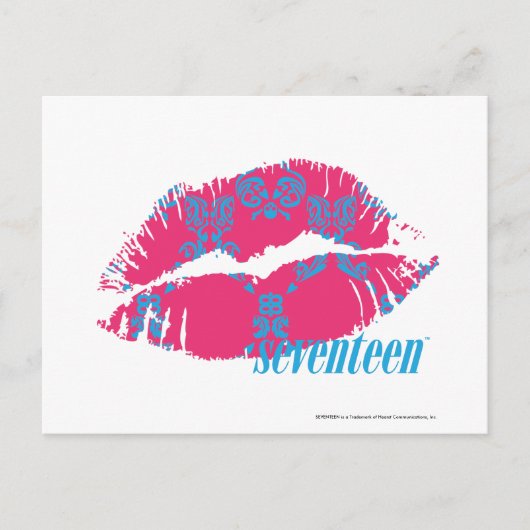 Damask Aqua-Magenta Briefkaart (Voorkant)