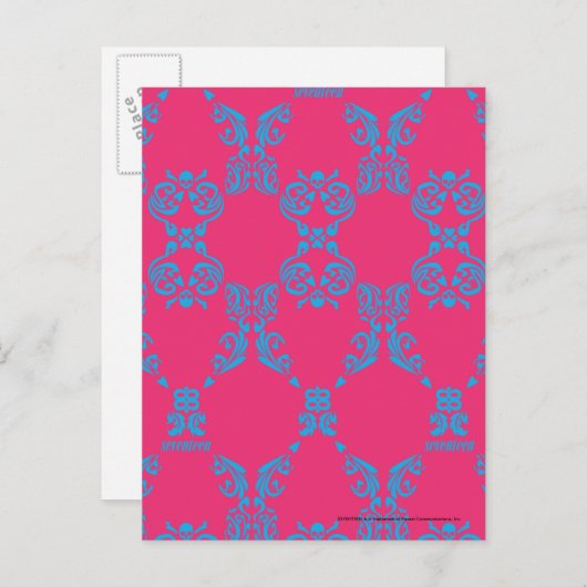 Damask Aqua-Magenta Briefkaart (Voorkant / Achterkant)