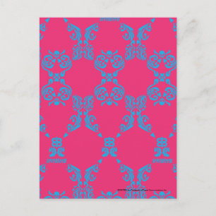 Damask Aqua-Magenta Briefkaart