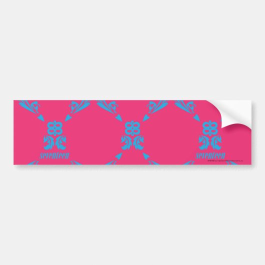 Damask Aqua-Magenta Bumpersticker (Voorkant)