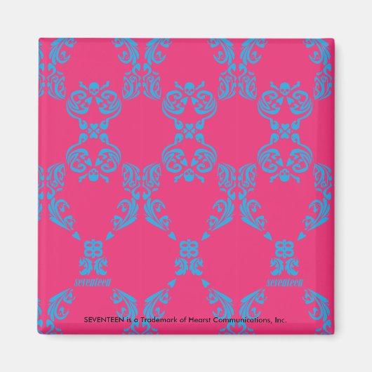 Damask Aqua-Magenta Magneet (Voorkant)