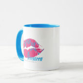 Damask Aqua-Magenta Mok (Voorkant links)