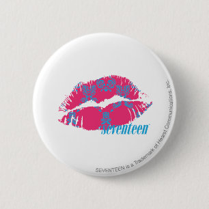 Damask Aqua-Magenta Ronde Button 5,7 Cm
