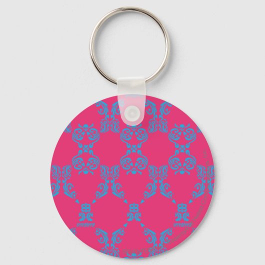 Damask Aqua-Magenta Sleutelhanger (Voorkant)