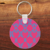 Damask Aqua-Magenta Sleutelhanger (Voorkant)