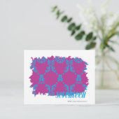Damask Aqua-Paars 2 Briefkaart (Staand voorkant)