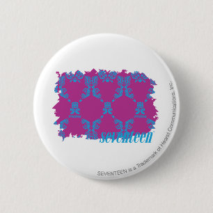 Damask Aqua-Paars 2 Ronde Button 5,7 Cm