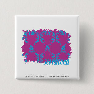 Damask Aqua-Paars 2 Vierkante Button 5,1 Cm