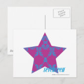 Damask Aqua-Paars 3 Briefkaart (Voorkant / Achterkant)