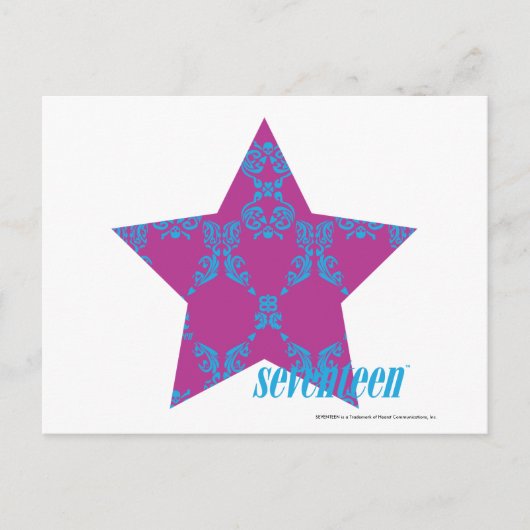 Damask Aqua-Paars 3 Briefkaart (Voorkant)