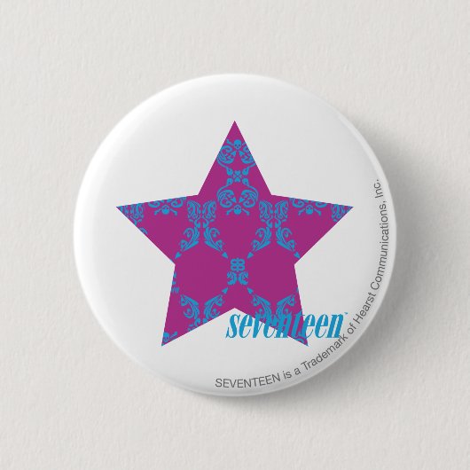 Damask Aqua-Paars 3 Ronde Button 5,7 Cm (Voorkant)