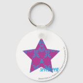 Damask Aqua-Paars 3 Sleutelhanger (Voorkant)