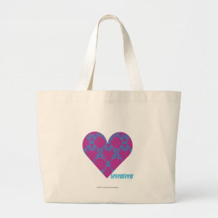 Damask Aqua-Paars 4 Grote Tote Bag
