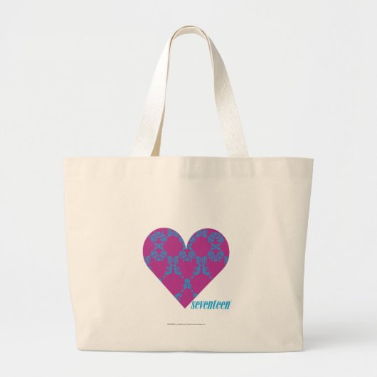 Damask Aqua-Paars 4 Grote Tote Bag (Voorkant)