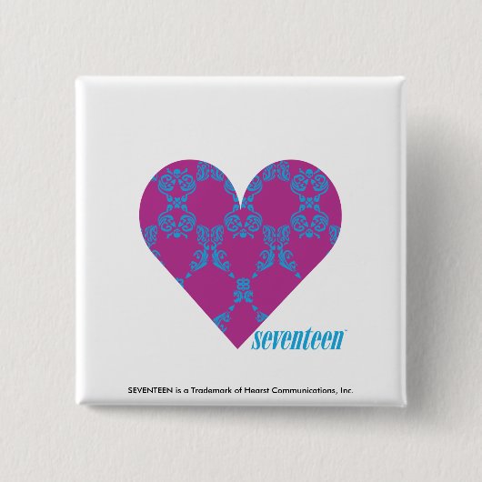 Damask Aqua-Paars 4 Vierkante Button 5,1 Cm (Voorkant)